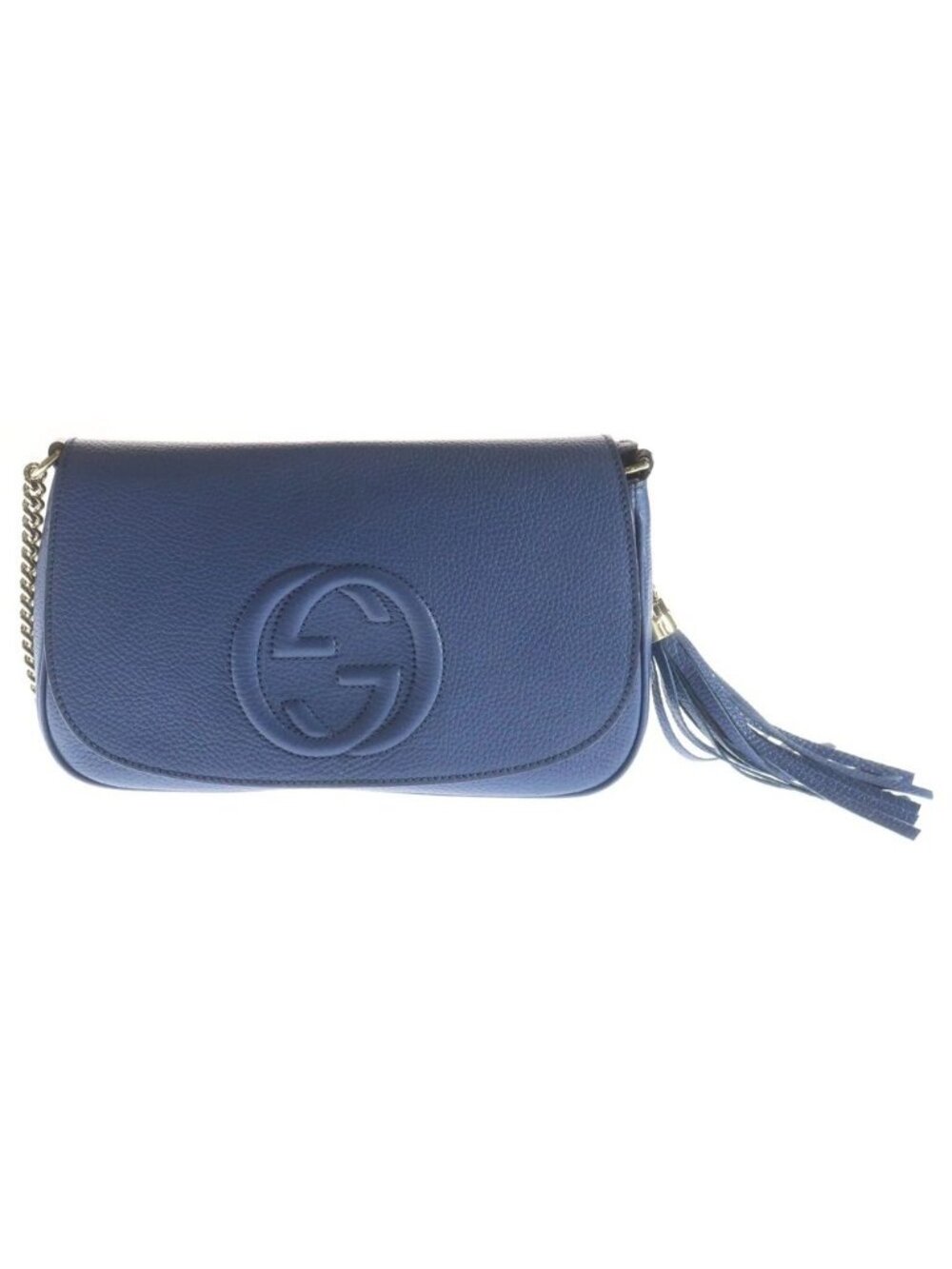 Gucci Soho Chain Shoulder Bag Blue Leather Gold